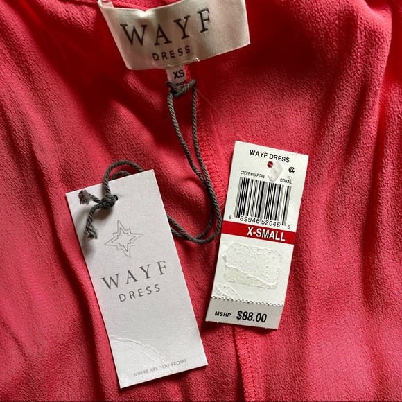 WAYF Crepe Midi Wrap Dress in Coral NWT Size XS - Picture 2 of 3